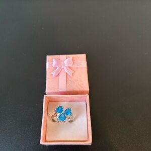 925 silver 3 blue hearts ring